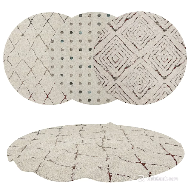 Round Rugs Featuring Geometric Patterns Diamond And Dotted Designs For Home Decor 3d model 