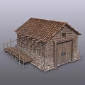 Rustic Wooden Cabin With Stone And Wooden Walls Wooden Shingle Roof And Steps