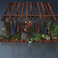 Elegant Wooden Swing Door In Garden Pergola With Lush Green Plants And Seating