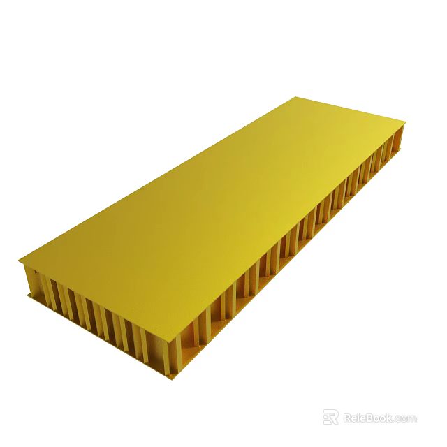 Yellow Honeycomb Structure Panel With Rectangular Shape And Internal Supports 3d model
