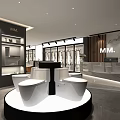 Elegant Modern Showroom Interior With Display Cabinets Counters And Decor Items 3d model