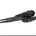 Futuristic Sci-Fi Metallic Spaceship With Sharp Wings Armored Hull And Engines