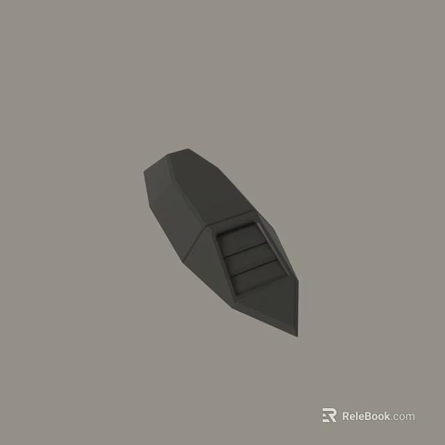 Black Geometric Boat Shaped Structure With Horizontal Lines And Compartment 3D Render 3d model 