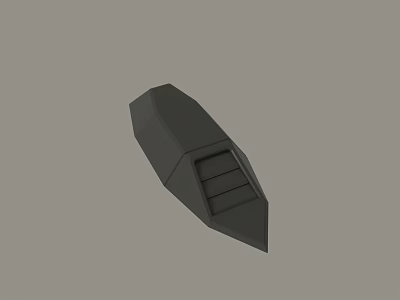Black Geometric Boat Shaped Structure With Horizontal Lines And Compartment 3D Render 3d model