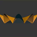 Orange Flower Shaped Decorative Object With Shiny Surface And Curved Petals On Dark Background
