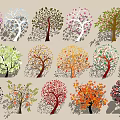 Colorful Tree Shaped Wall Decor With Various Leaf Designs For Home Decoration