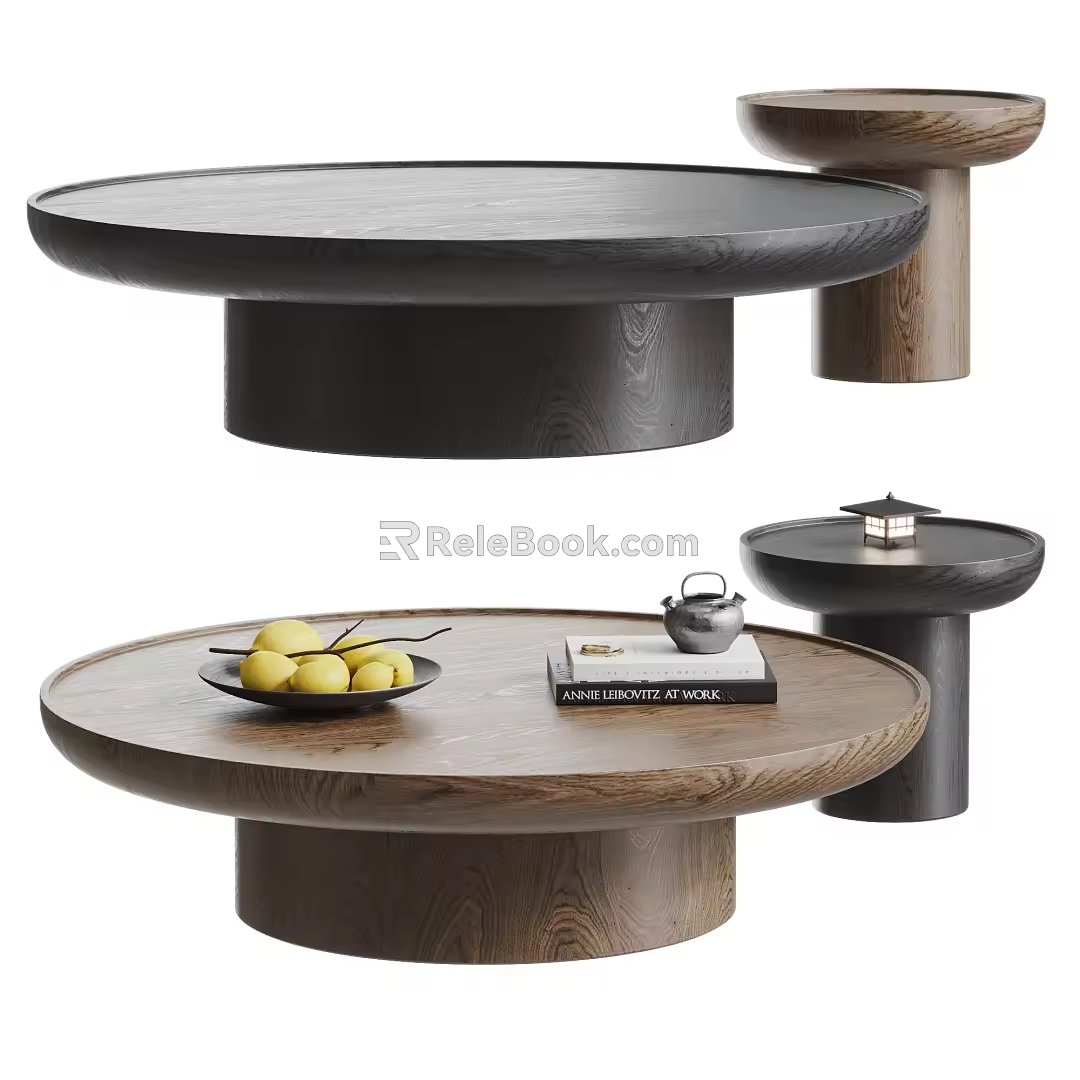 Modern Solid Wood Coffee Table Combination Silent Wind Coffee Table Combination New Chinese Style Coffee Table Combination Japanese Style Coffee Table Combination Ornaments 3d model