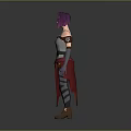 3D Female Character With Purple Hair White Sleeveless Top And Red Skirt