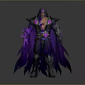 Hooded Fantasy Character With Purple Cloak Glowing Elements And Magic Staff