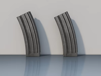 Two Gray Curved Design Hinged Doors Leaning Against Wall With Smooth Floor Reflection 3d model