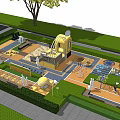 Colorful Outdoor Playground Design With Play Structures Green Space And Seating Areas