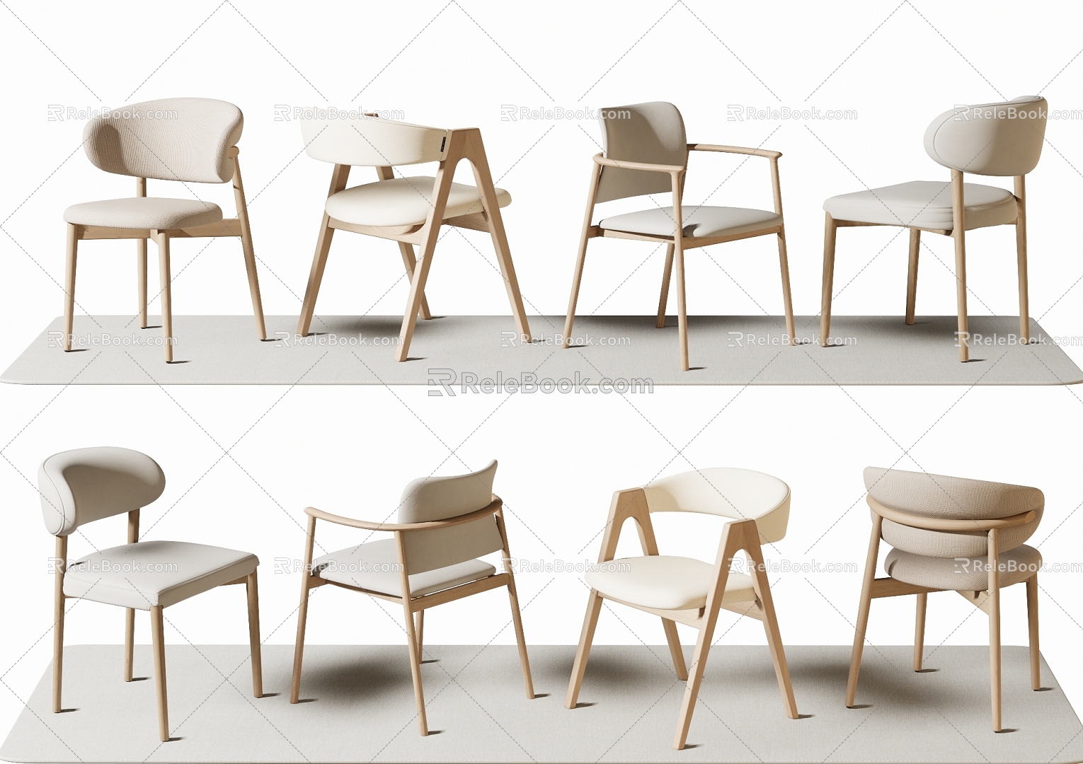 Nordic Solid Wood Dining Chair Leisure Chair Single Chair 3d model