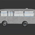Vintage Silver Bus Featuring Blue Window Frames In 3D Rendered Dark Background With Reflection 3d model
