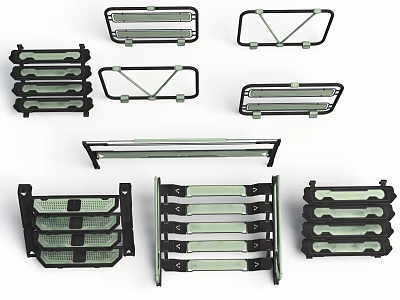 Public Facility Infrastructure Components With Various Metal Grilles And Vent Frames 3d model