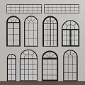 Different Arched Window Styles With Black Frames Displayed On White Wall