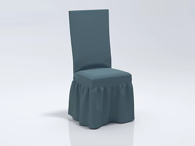 Elegant Teal Upholstered Dining Chair With Ruffled Slipcover Skirt Design 3d model