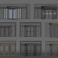Various Modern Revolving Door Designs With Different Color Frames And Structures 3d model