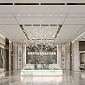 Elegant Modern Luxury Real Estate Sales Office With Artistic Chandelier And Property Sand Table
