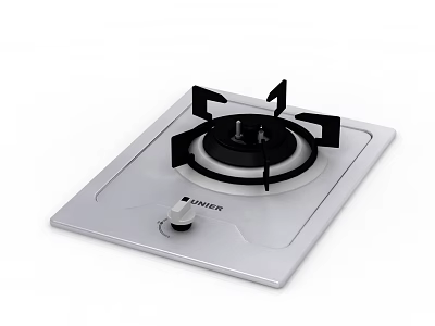 Modern Single Burner Gas Stove with Stainless Steel Panel and Control Knob for Kitchen Appliances 3d model