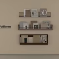Poliform Minimalist Wall Shelves Displaying AD ELLE Magazines On Beige Wall