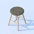 Modern Single Chair With Round Woven Cushion And Light Wooden Cross Legs
