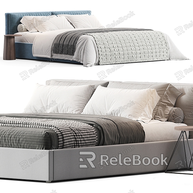 Modern Double Bed Fabric Double Bed Solid Wood Bed model