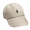 Stylish Beige Baseball Cap Featuring Black Polo Player Logo On Front Design