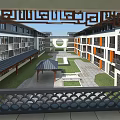 School Building Design With Courtyard Pavilion Traditional Carved Railings And Modern Traditional Architecture