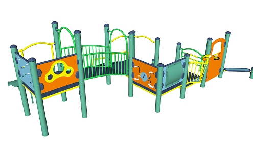 Modern play equipment children's activity field 3d model