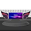 Concert Stage Design With Wing Decorations Blue Purple Lighting And Steps