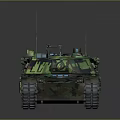 Military Tank With Camouflage Pattern Tracked Wheels Cannon And Top Mounted Weapon