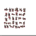 Man's Hands Showing Various Different Gestures With Red Cuffs On Wrists