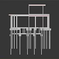 Modern Metal Frame Multiple Tier Furniture With Red Accents And Worktable Design