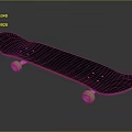 Professional Skateboard With Dark Blue Deck Orange Edge And Four Wheels