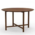 Natural Brown Round Wooden Dining Table With Simple Crossed Legs Design Structure 3d model