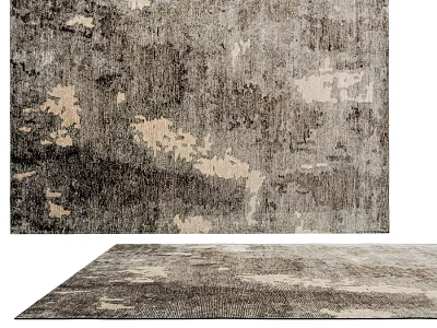 Square Area Rug With Vintage Distressed Gray Beige Pattern For Modern Living Room 3d model
