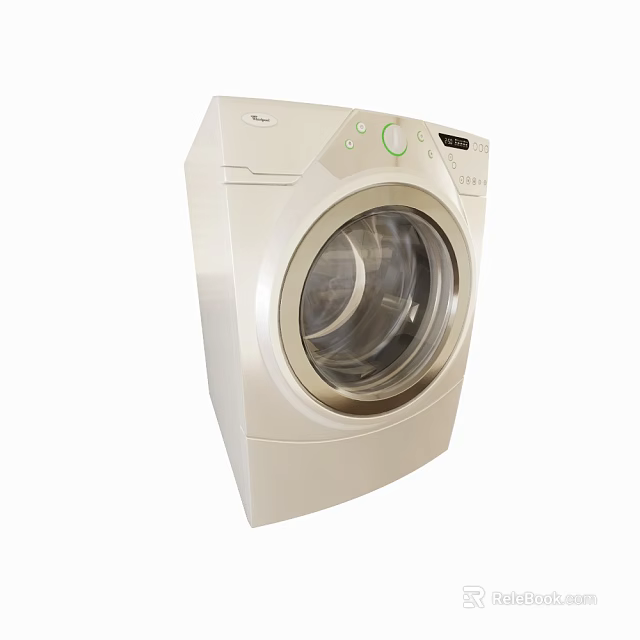 Modern White Front Loading Washing Machine With Transparent Door And Control Panel 3d model 