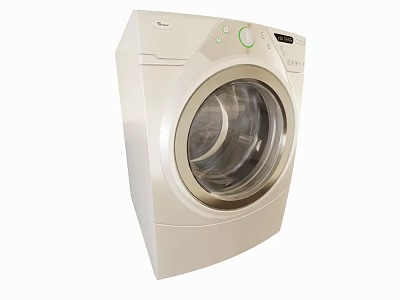 Modern White Front Loading Washing Machine With Transparent Door And Control Panel 3d model