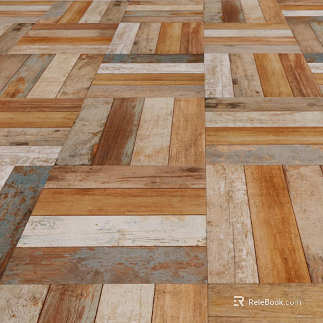 Wooden Flooring Natural Multicolor Reclaimed Wood Planks Patterned Interior Home Decor Design 3d model 