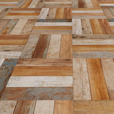 Wooden Flooring Natural Multicolor Reclaimed Wood Planks Patterned Interior Home Decor Design 3d model