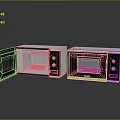 Modern Kitchen Appliances Two Microwave Ovens With Open Closed Doors Black Silver Design