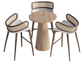 Modern Rattan Casual Table and Chair Combination 3d model