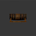 Wooden Barrel Shaped Tub With Metal Hoops On Wooden Stand Design