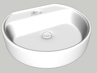 White Round Countertop Ceramic Washbasin With Smooth Surface And Drain Hole 3d model