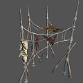 Natural Style Outdoor Furniture With Branch And Rope Structure For Hanging Fabrics And Clothes