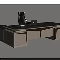 Modern Office Desk With Wooden Top Black Chair Storage Drawers And Laptop