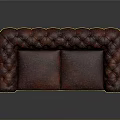 Elegant Two Seater Luxurious Brown Leather Sofa With Classic Tufted Upholstery And Decorative Stitches