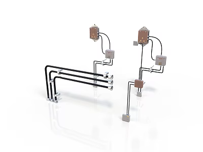 Modern Metal Piping Equipment With Multiple Connection Components And Fittings 3d model