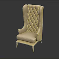 Elegant Light Colored Single Sofa With High Tufted Back Curved Arms And Slim Legs