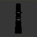 Black Telephoto Lens With Adjustment Ring And Front Lens Element On Gray Gradient Background